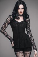 Black embroidery and lace Top with decoration in the back, elegant romantic Gothic