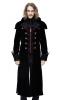 Manteau long en velours noir pour homme, col effet cape, lgant aristocrate vampire