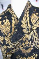 Devil Fashion WT01301 Sleeveless men\'s jacket, black with gold embroidered baroque pattern, chic aristocrat