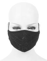Black fabric reusable mask with spider web