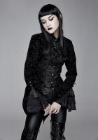 Devil Fashion CT13301 Black velvet jacket 2pcs effect jabot shirt baroque patterns, Victorian gothic