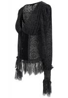 Devil Fashion SHT056 Semi-transparent black baroque patterns shirt with lace, elegant goth