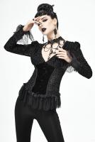 Devil Fashion SHT056 Semi-transparent black baroque patterns shirt with lace, elegant goth